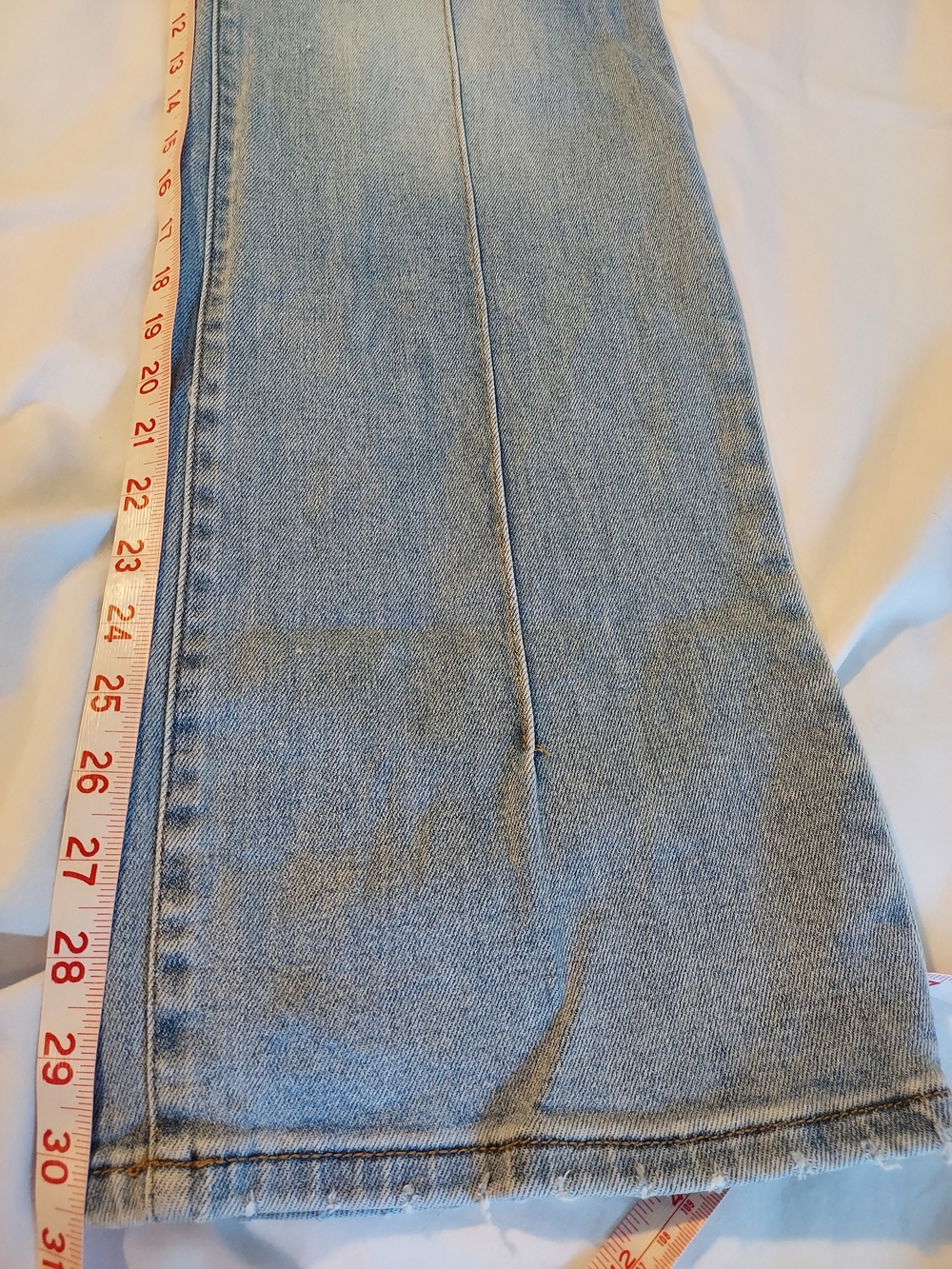 Risen Jeans High Rise Front Seam Wide Leg Blue Denim Pants Light Wash 15 - Picture 7 of 10
